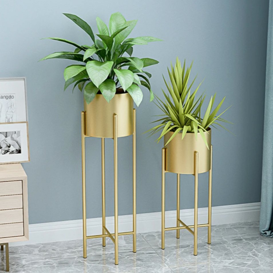 Hand-Welded Iron Planters 2-Piece Set — Rust-Resistant Indoor/Outdoor Plant Stands