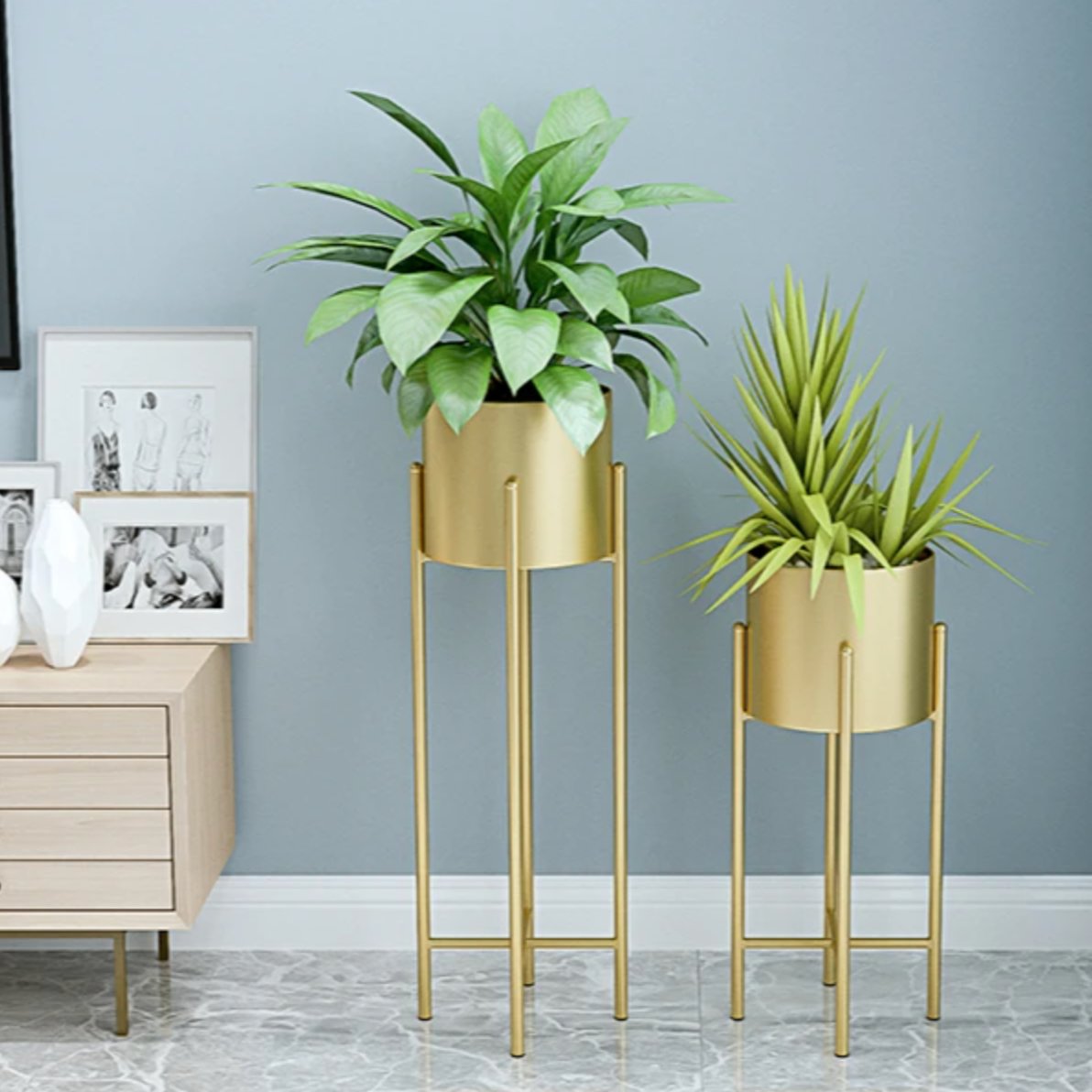 Hand-Welded Iron Planters 2-Piece Set — Rust-Resistant Indoor/Outdoor Plant Stands