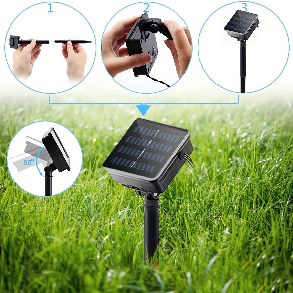 Solar Hemp Rope Light — 100 LED on 5m Natural Rope, Dusk-to-Dawn, IP65