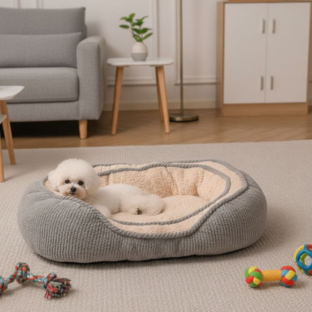 Luna Round Dog Bed — Breathable Fabric with Supportive Base, S–XL