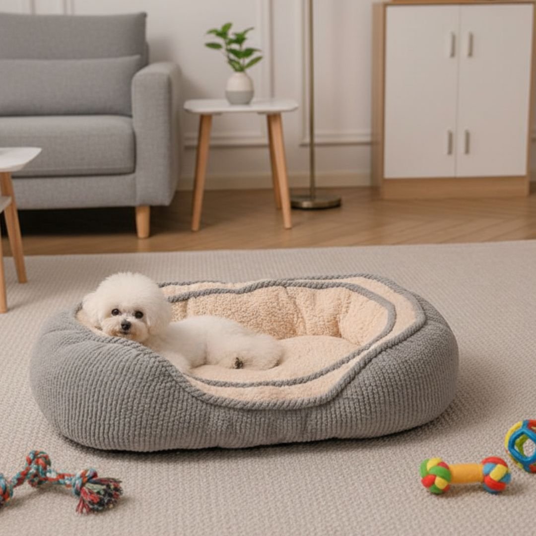 Luna Round Dog Bed — Breathable Fabric with Supportive Base, S–XL