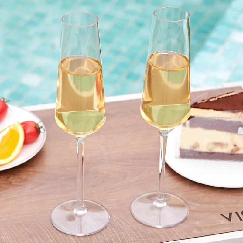 Shatter-Resistant Champagne Flutes — 4-Piece Tritan Acrylic Set, 10", Clear