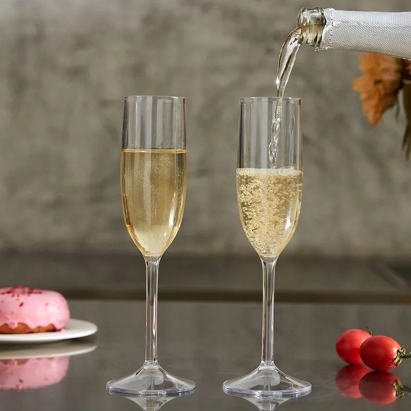 Shatter-Resistant Champagne Flutes — 4-Piece Tritan Acrylic Set, 10", Clear