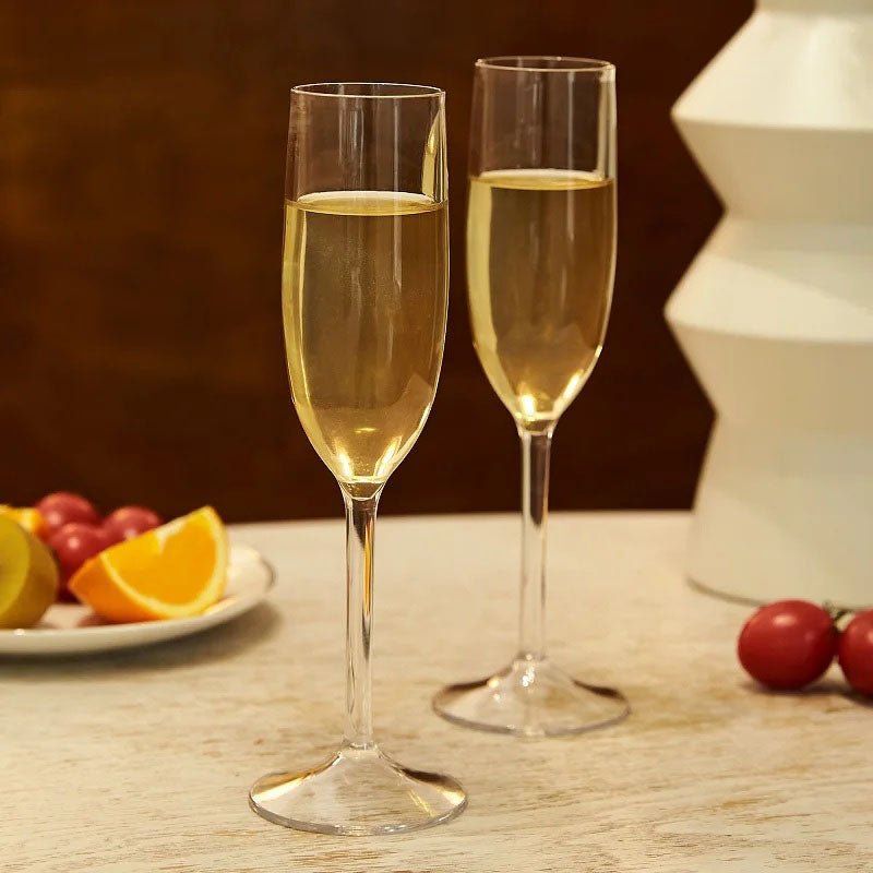 Shatter-Resistant Champagne Flutes — 4-Piece Tritan Acrylic Set, 10", Clear