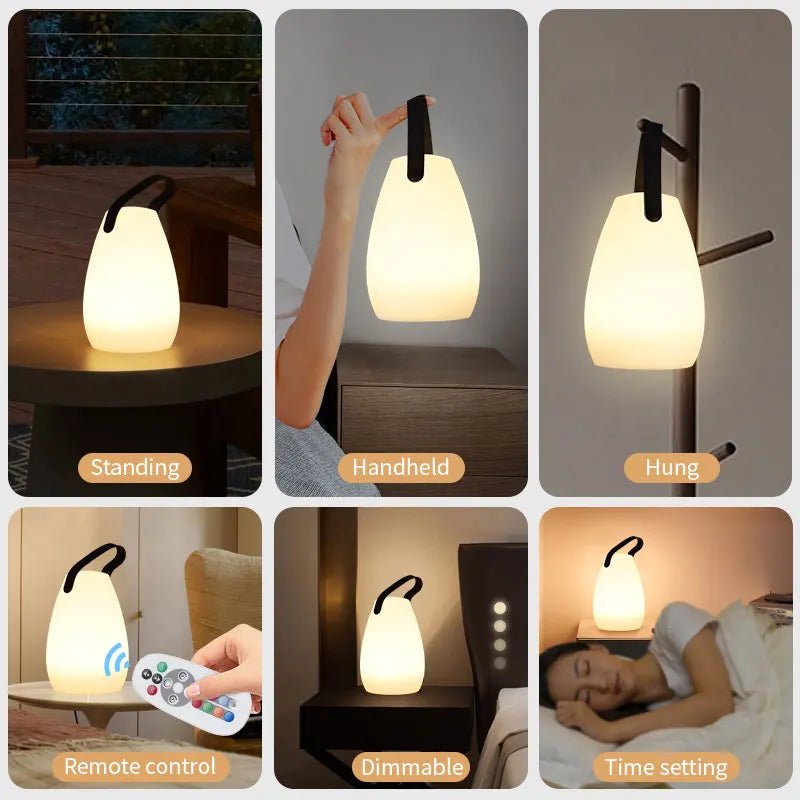 Cordless Outdoor LED Lamp — USB Rechargeable, Dimmable, 8 Colors, Remote & Scheduling