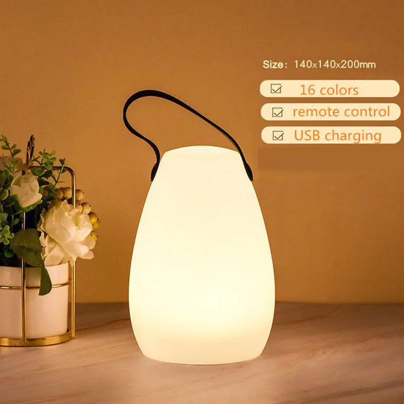Cordless Outdoor LED Lamp — USB Rechargeable, Dimmable, 8 Colors, Remote & Scheduling