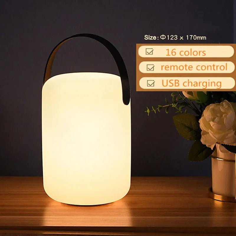 Cordless Outdoor LED Lamp — USB Rechargeable, Dimmable, 8 Colors, Remote & Scheduling