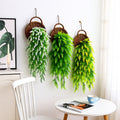Handwoven Rattan Wall Planter — Boho Hanging Plant Holder, Natural Wood