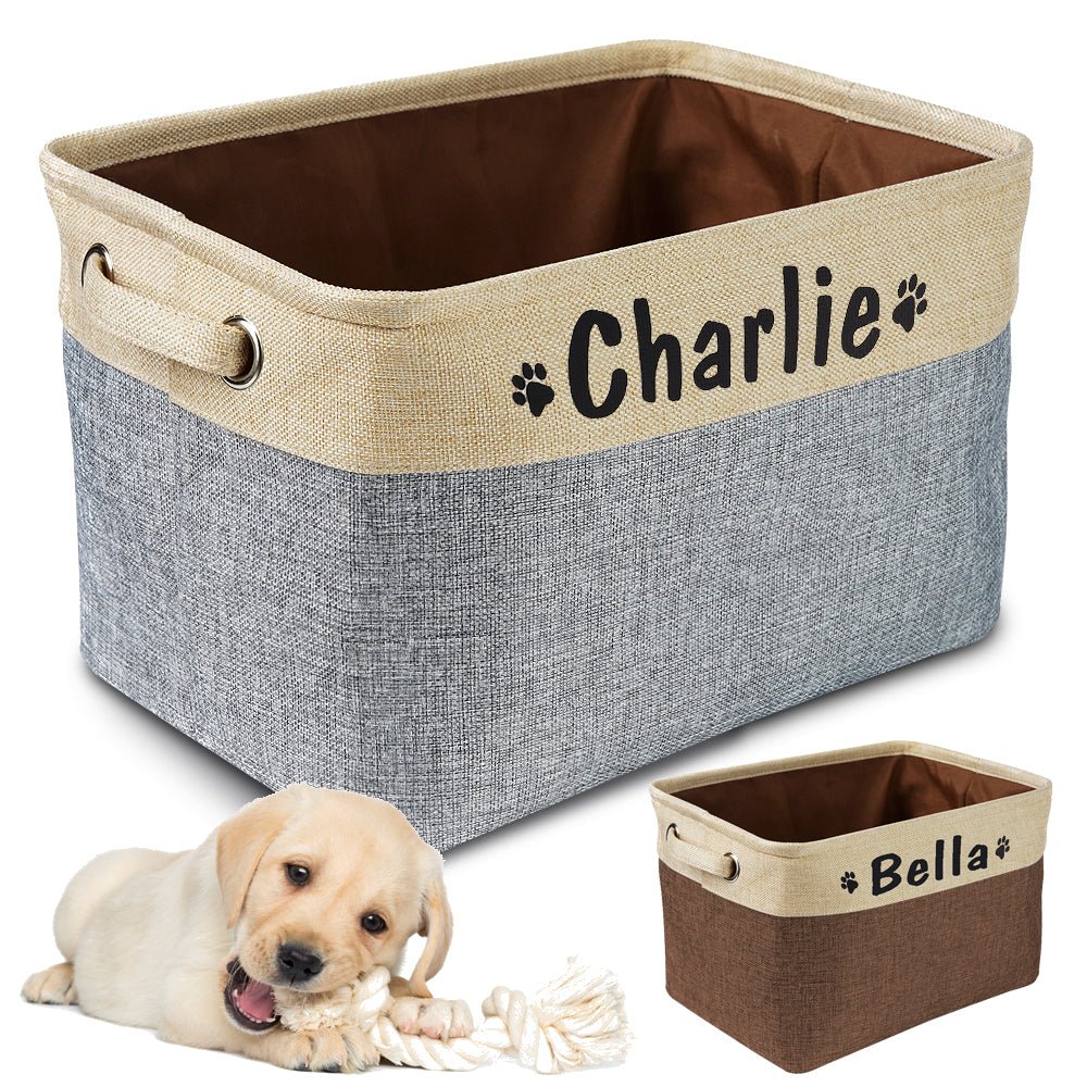 Canvas Dog Toy Storage Basket — 14 × 8.7 × 10 in Organizer for Pet Toys