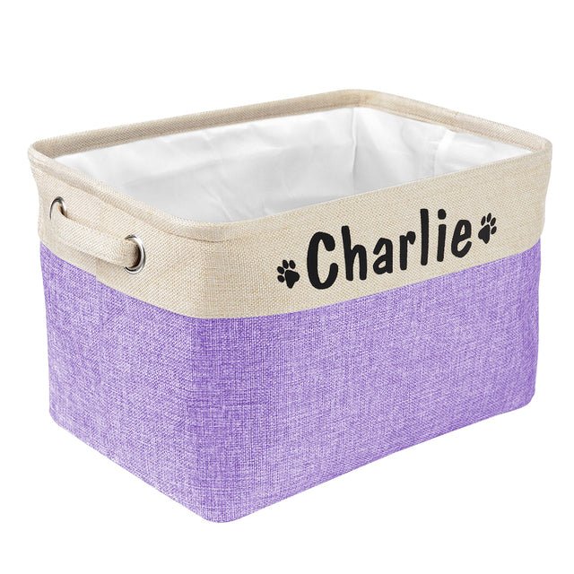 Canvas Dog Toy Storage Basket — 14 × 8.7 × 10 in Organizer for Pet Toys