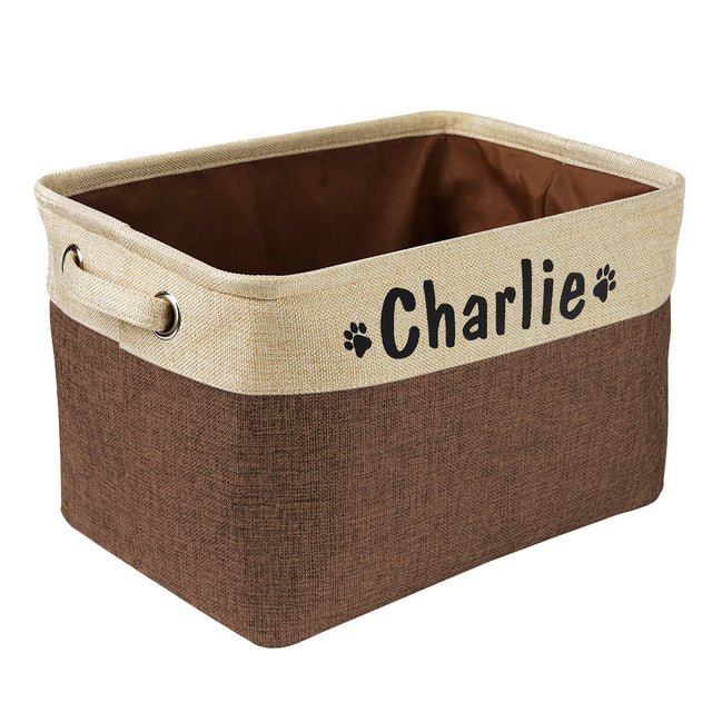 Canvas Dog Toy Storage Basket — 14 × 8.7 × 10 in Organizer for Pet Toys