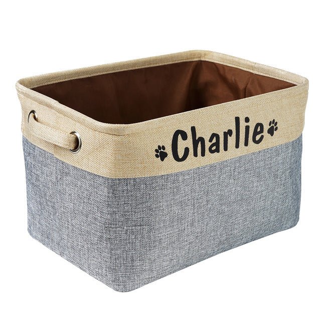 Canvas Dog Toy Storage Basket — 14 × 8.7 × 10 in Organizer for Pet Toys