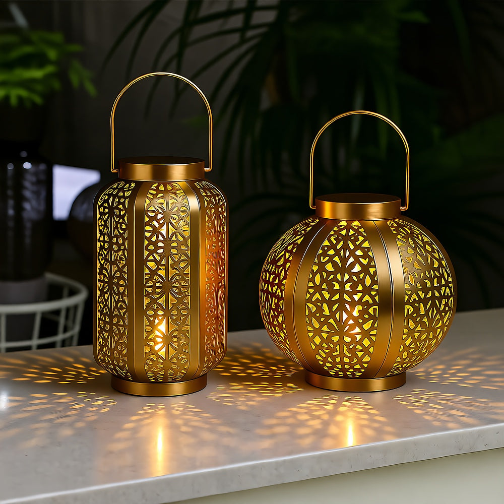 Solar Art Deco Lantern — Geometric Vintage LED Garden Light, Dusk-to-Dawn, IP44
