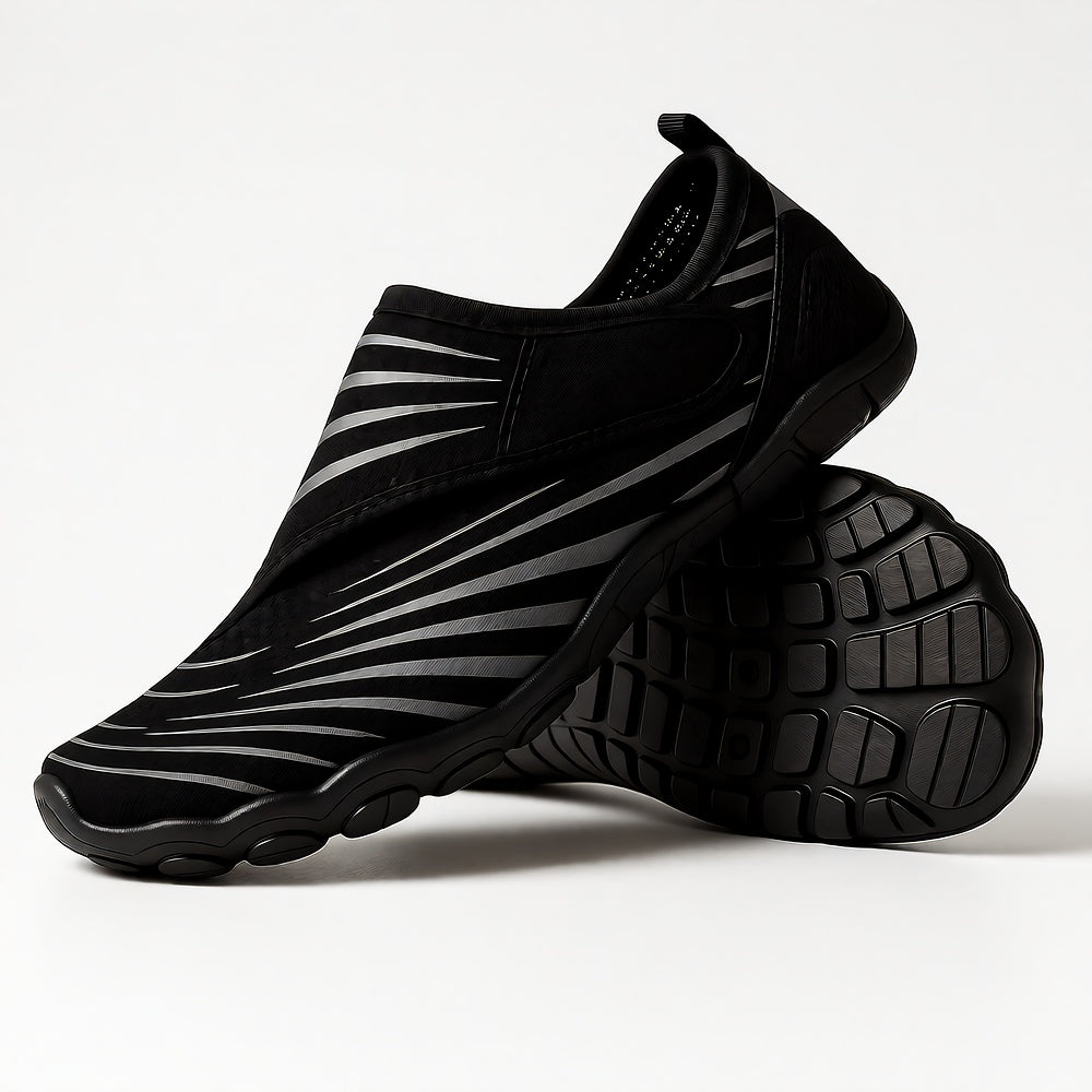 Solyn Slip-On Athletic Shoes in Black — Breathable Mesh, Low-Profile Sole