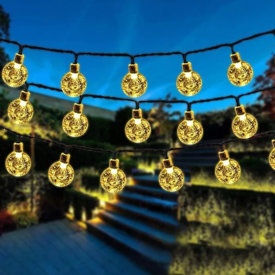 Solar Twinkle String Lights — 30 ft Starry LED Strand, Dusk-to-Dawn, IP65