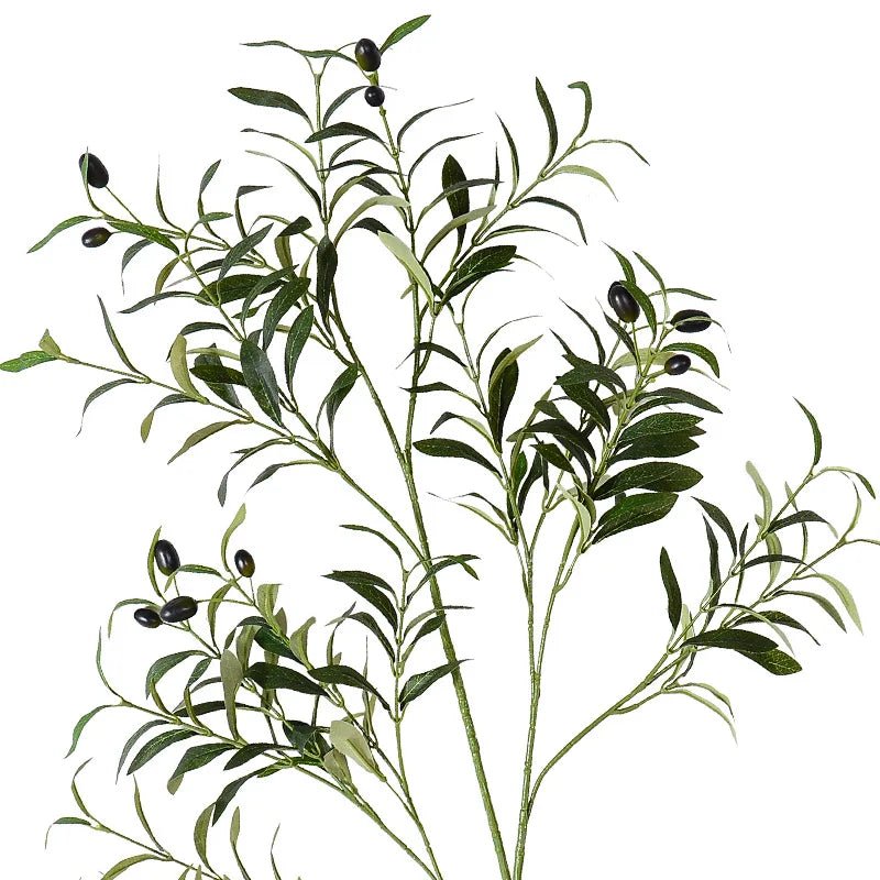 Faux Olive Branches — Lifelike Silk Stems with Olives, Mediterranean Decor