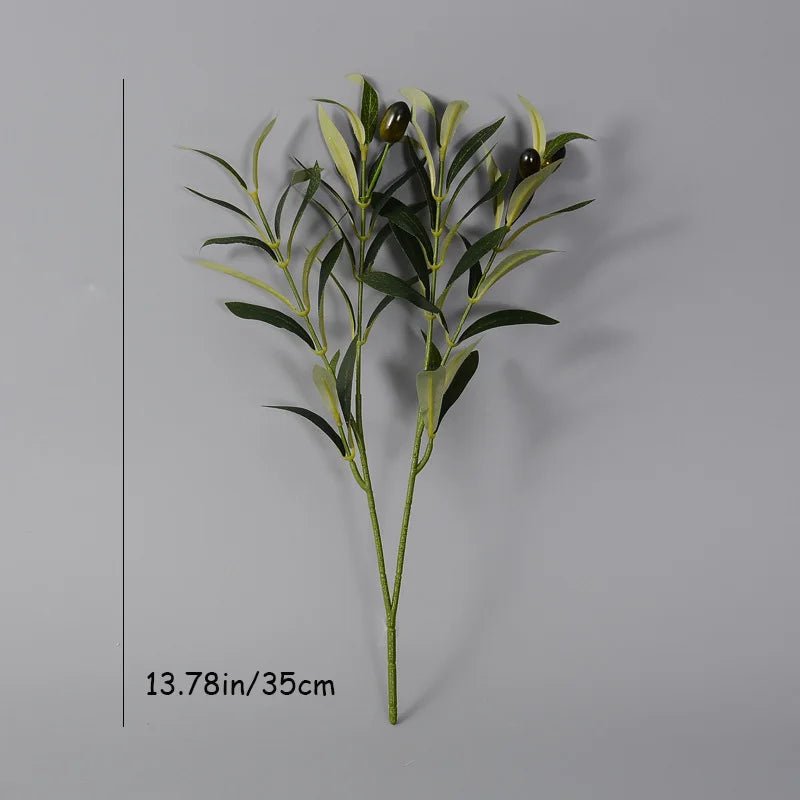 Faux Olive Branches — Lifelike Silk Stems with Olives, Mediterranean Decor