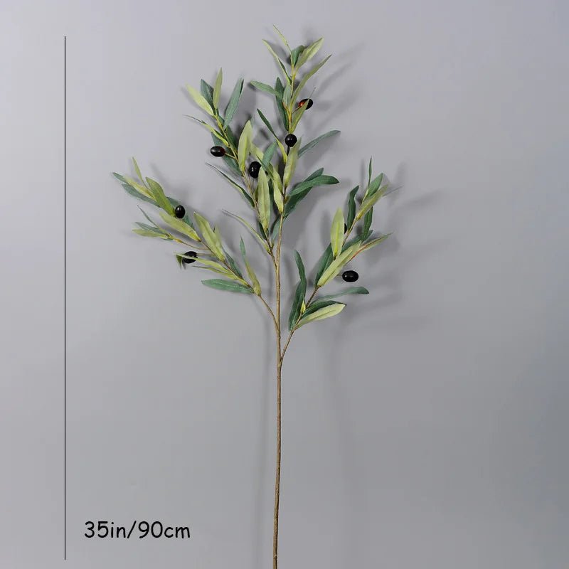 Faux Olive Branches — Lifelike Silk Stems with Olives, Mediterranean Decor