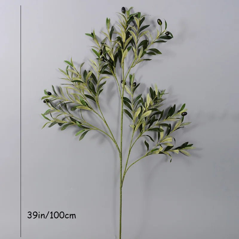 Faux Olive Branches — Lifelike Silk Stems with Olives, Mediterranean Decor