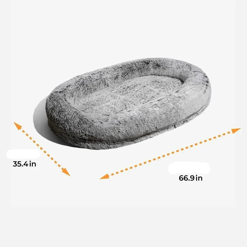 Large Dog Bed with Waterproof Liner — Faux Fur Top, Supportive Foam Base, 35.4 × 66.9 in, Machine Washable