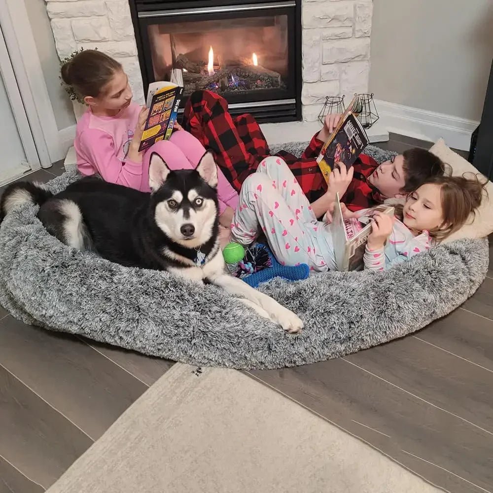 Large Dog Bed with Waterproof Liner — Faux Fur Top, Supportive Foam Base, 35.4 × 66.9 in, Machine Washable