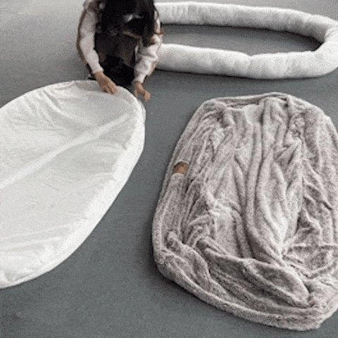 Large Dog Bed with Waterproof Liner — Faux Fur Top, Supportive Foam Base, 35.4 × 66.9 in, Machine Washable