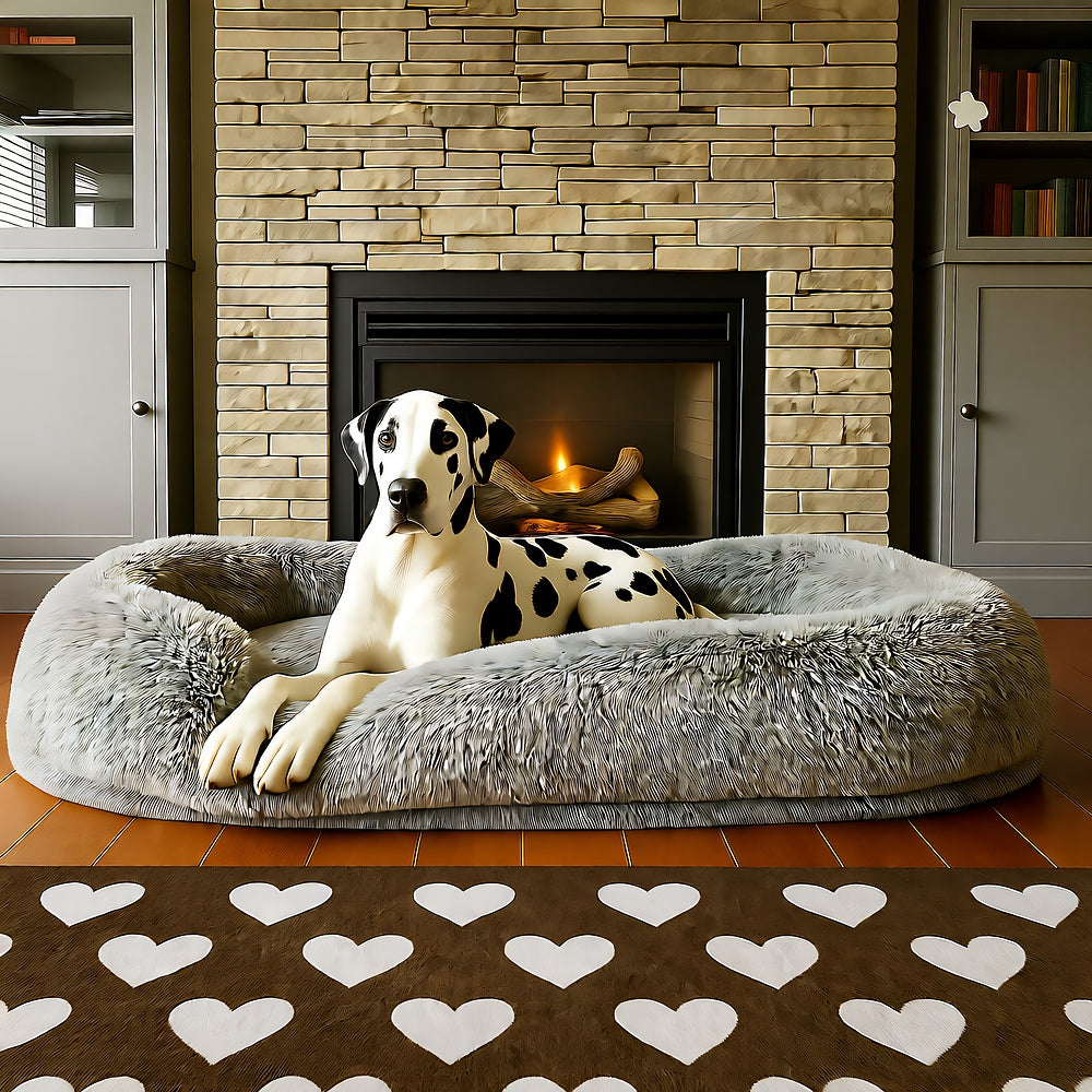 Large Dog Bed with Waterproof Liner — Faux Fur Top, Supportive Foam Base, 35.4 × 66.9 in, Machine Washable