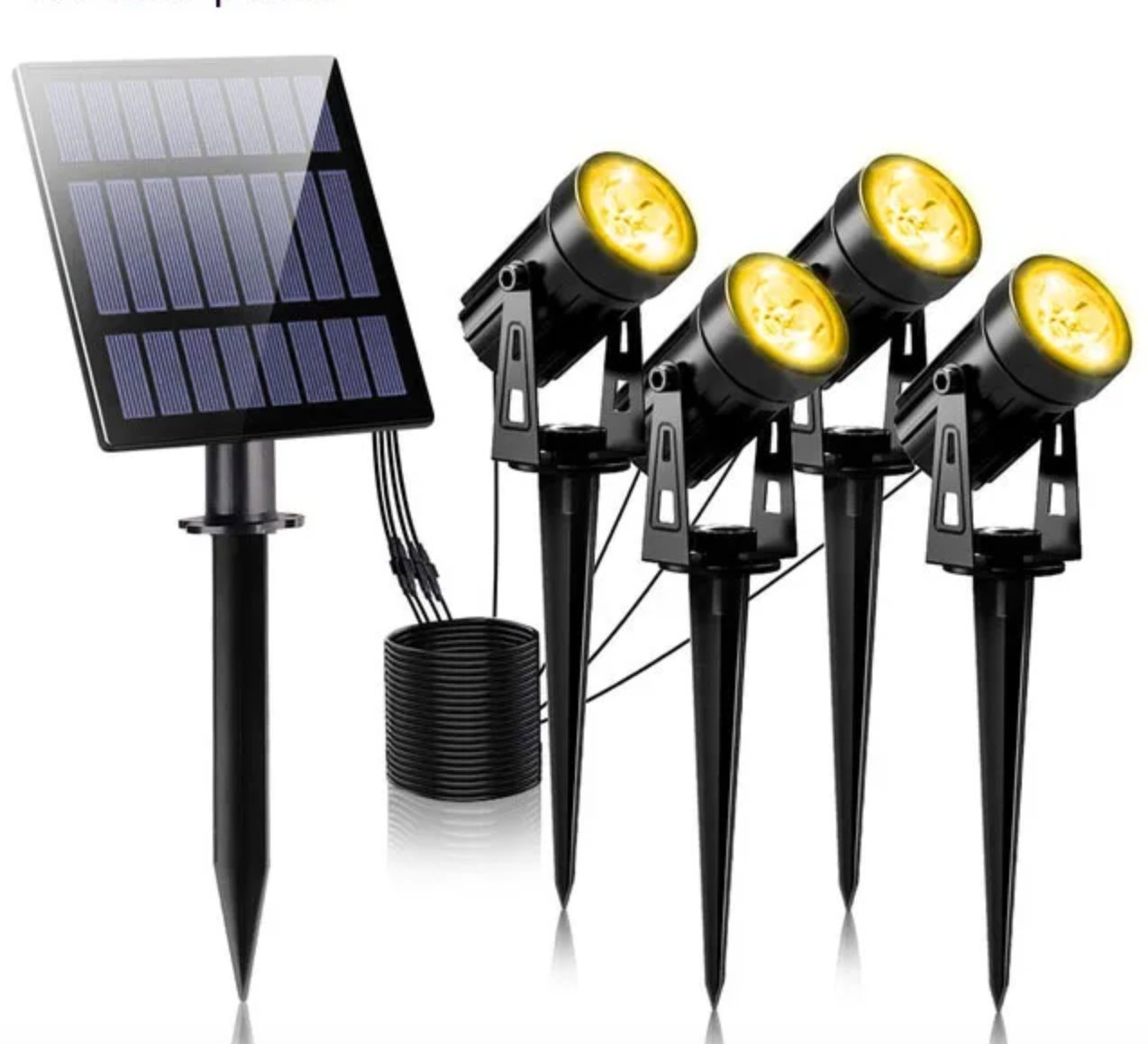 Solar Spotlights 5-Pack — Adjustable LED Landscape Lights, Dusk-to-Dawn, IP65, Ground Stakes