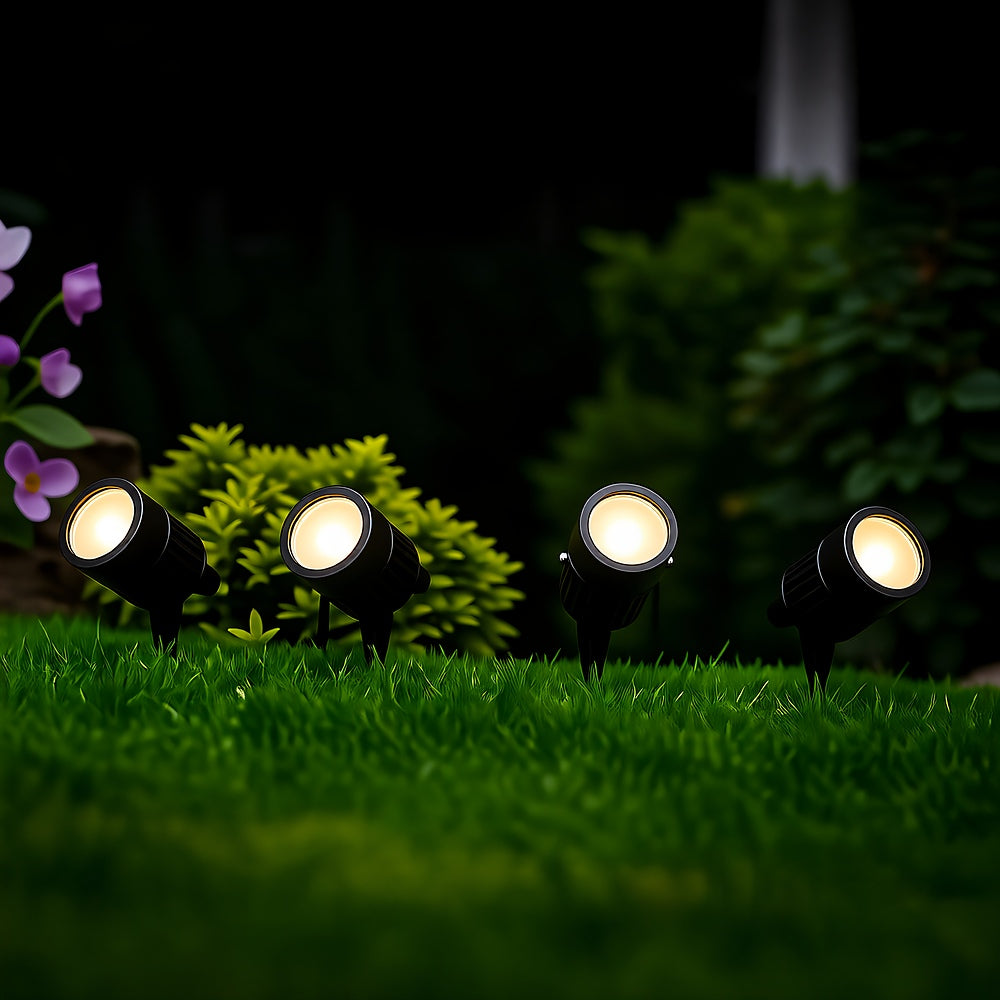 Solar Spotlights 5-Pack — Adjustable LED Landscape Lights, Dusk-to-Dawn, IP65, Ground Stakes