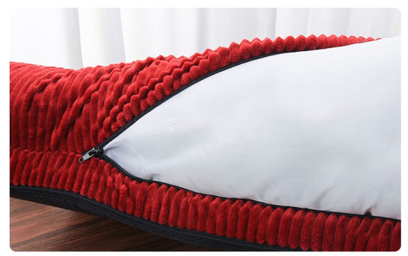 L-Shaped Bolster Dog Lounger — Foam-Filled Base, Velveteen Sleep Surface, Nonslip Bottom, Washable