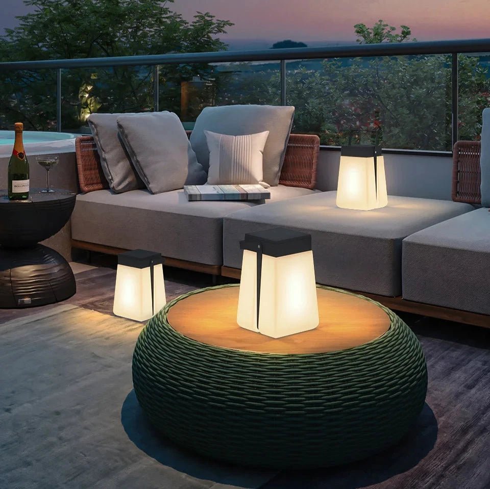 Solar Box Lantern — Stainless Steel LED with Remote, Dusk-to-Dawn, IP65