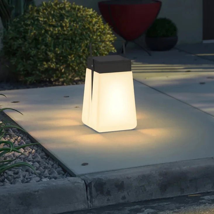 Solar Box Lantern — Stainless Steel LED with Remote, Dusk-to-Dawn, IP65