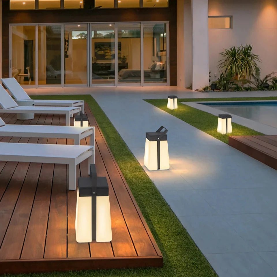 Solar Box Lantern — Stainless Steel LED with Remote, Dusk-to-Dawn, IP65