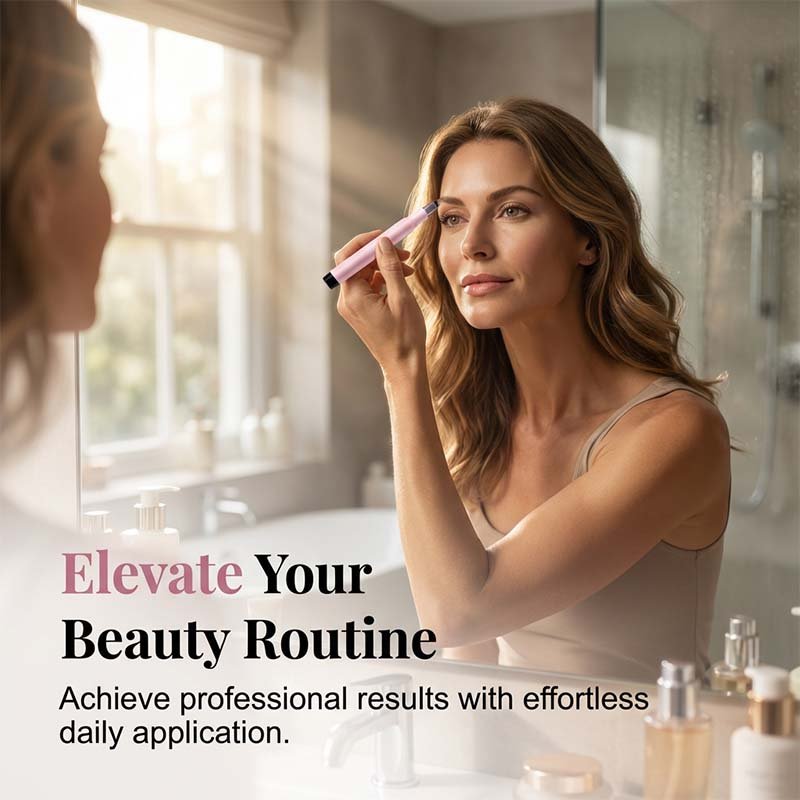 Liquid Eyebrow Pen with Fork Tip — Waterproof Smudge-Proof Hair-Like Strokes, Brown or Black