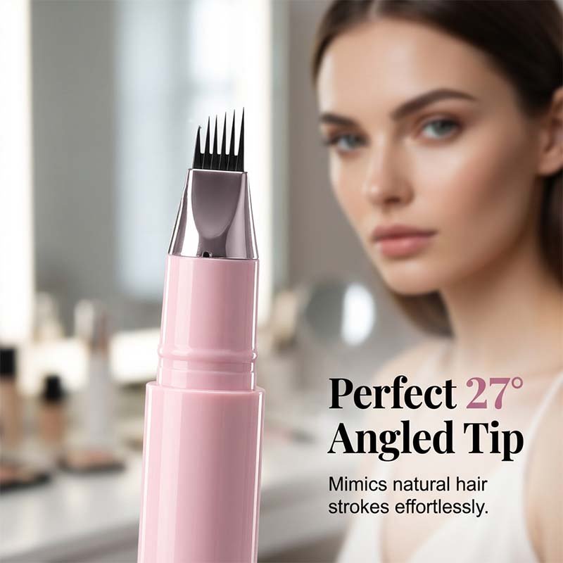 Liquid Eyebrow Pen with Fork Tip — Waterproof Smudge-Proof Hair-Like Strokes, Brown or Black