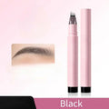 Liquid Eyebrow Pen with Fork Tip — Waterproof Smudge-Proof Hair-Like Strokes, Brown or Black