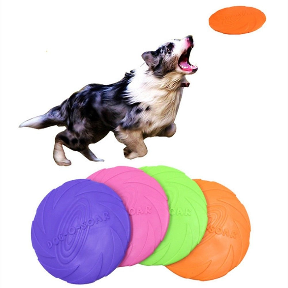 Natural Rubber Dog Flying Disc — Floating Fetch Toy for Land & Water Play