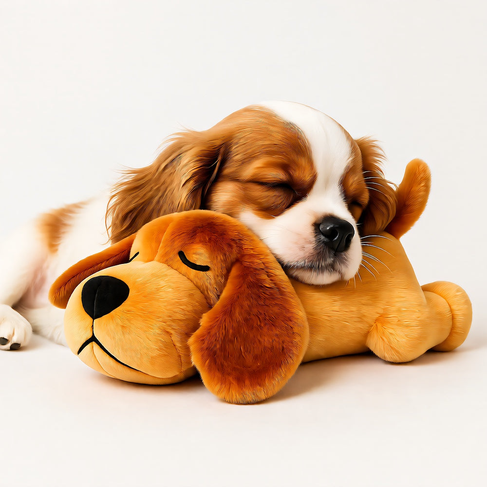 Plush Dog Lovey with Heartbeat — Soft Calming Companion Toy, Removable Sound Module