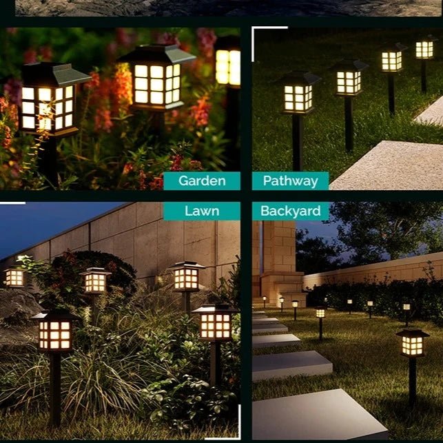 Solar LED Pathway Lanterns — 15" Dusk-to-Dawn Garden Lights, IP44, Low Maintenance