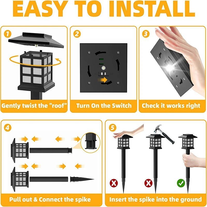 Solar LED Pathway Lanterns — 15" Dusk-to-Dawn Garden Lights, IP44, Low Maintenance