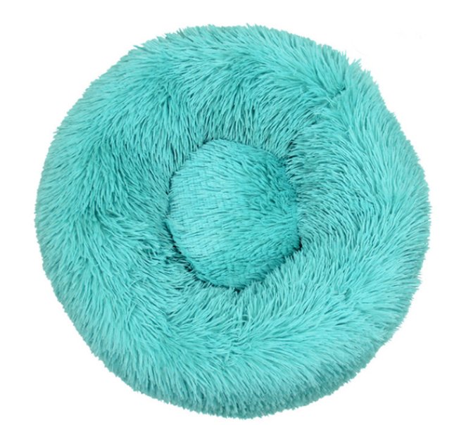 Cloud Donut Dog Bed — Calming Plush Vegan Fur with Raised Rim & Anti-Slip Base, Machine Washable
