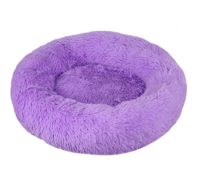 Cloud Donut Dog Bed — Calming Plush Vegan Fur with Raised Rim & Anti-Slip Base, Machine Washable