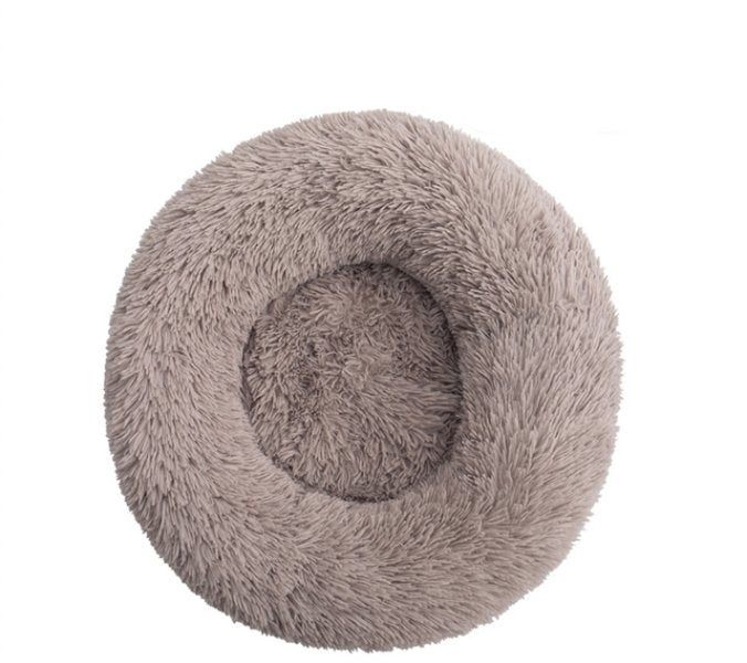 Cloud Donut Dog Bed — Calming Plush Vegan Fur with Raised Rim & Anti-Slip Base, Machine Washable