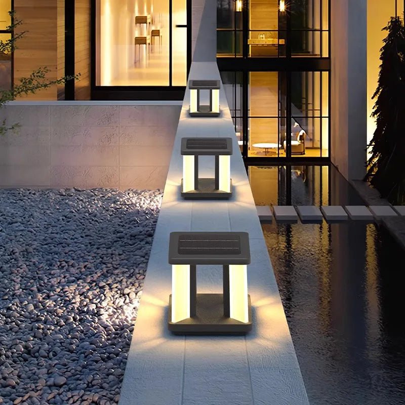 Solar Post Lamp — Classic Stainless Steel LED Light for Driveways & Fence Posts, Dusk-to-Dawn
