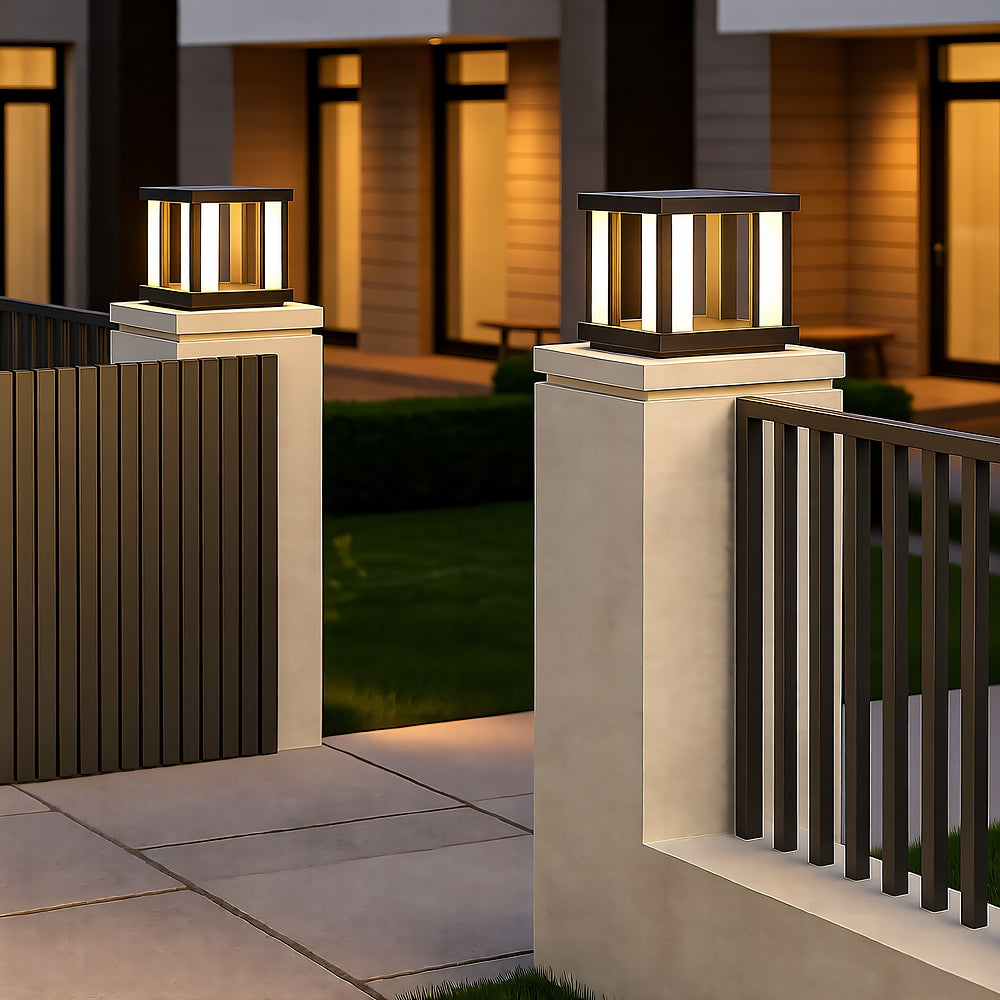 Solar Post Lamp — Classic Stainless Steel LED Light for Driveways & Fence Posts, Dusk-to-Dawn