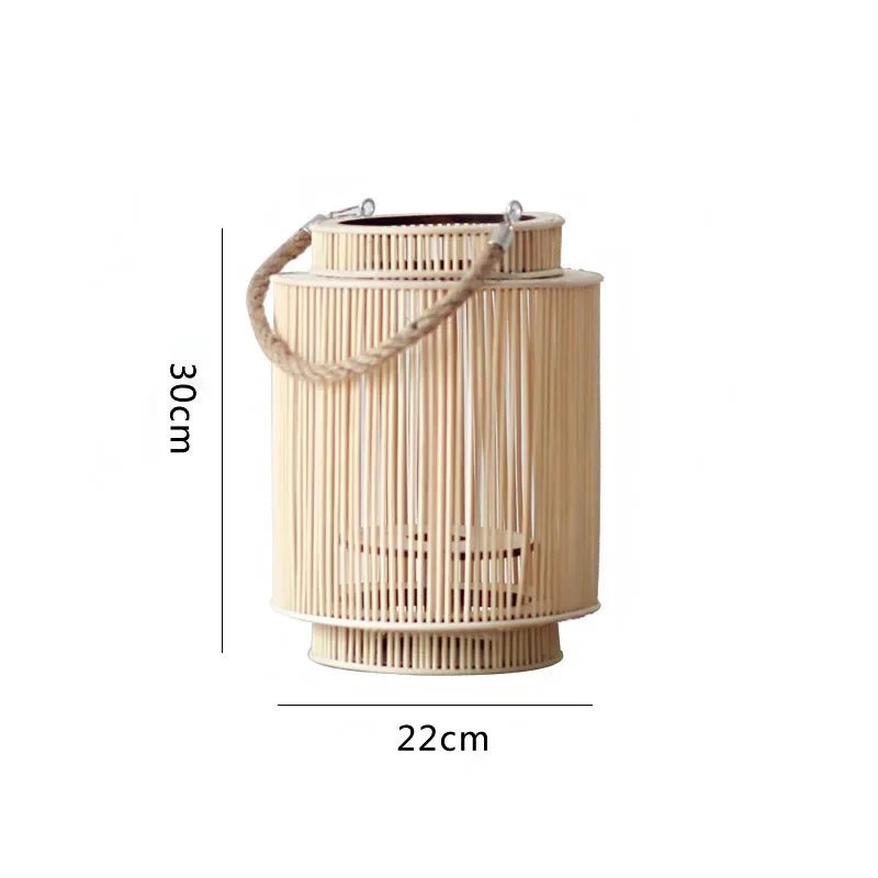 Imitation Bamboo Lantern with Flameless LED Candle — 12" Indoor/Outdoor Decor