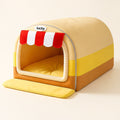 Hippie Painted Pet House — Curved Plush Retreat with Removable Cushion, S–3XL