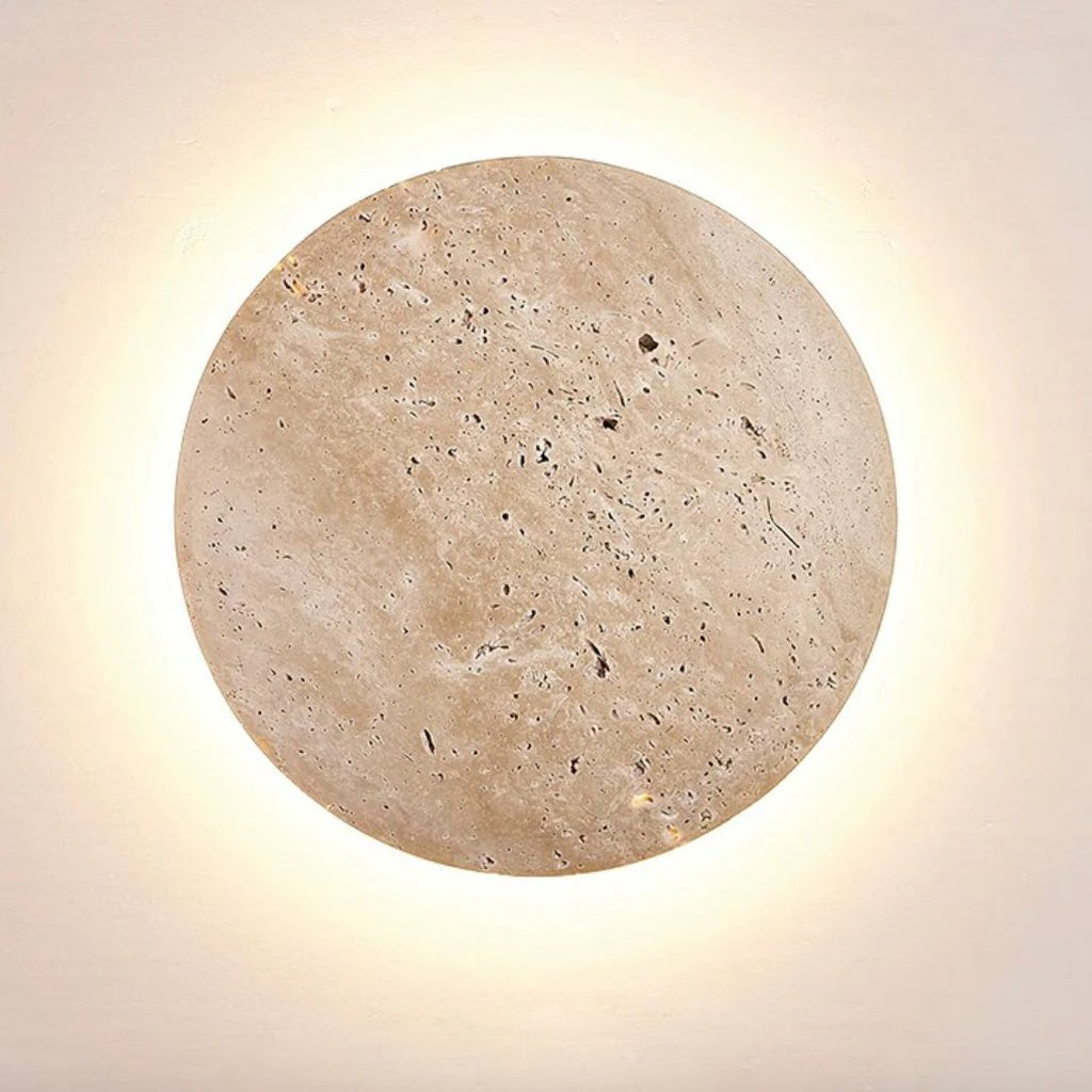 Natural Stone Wall Light — 9" Hardwired LED Sconce, IP65, Indoor/Outdoor