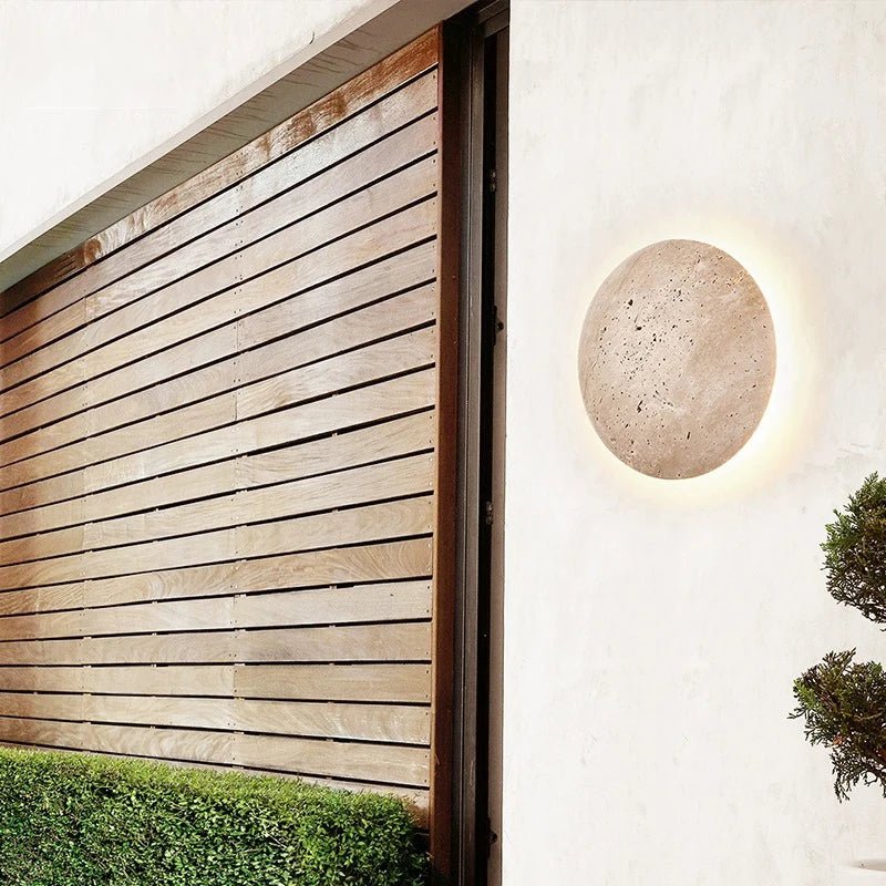 Natural Stone Wall Light — 9" Hardwired LED Sconce, IP65, Indoor/Outdoor