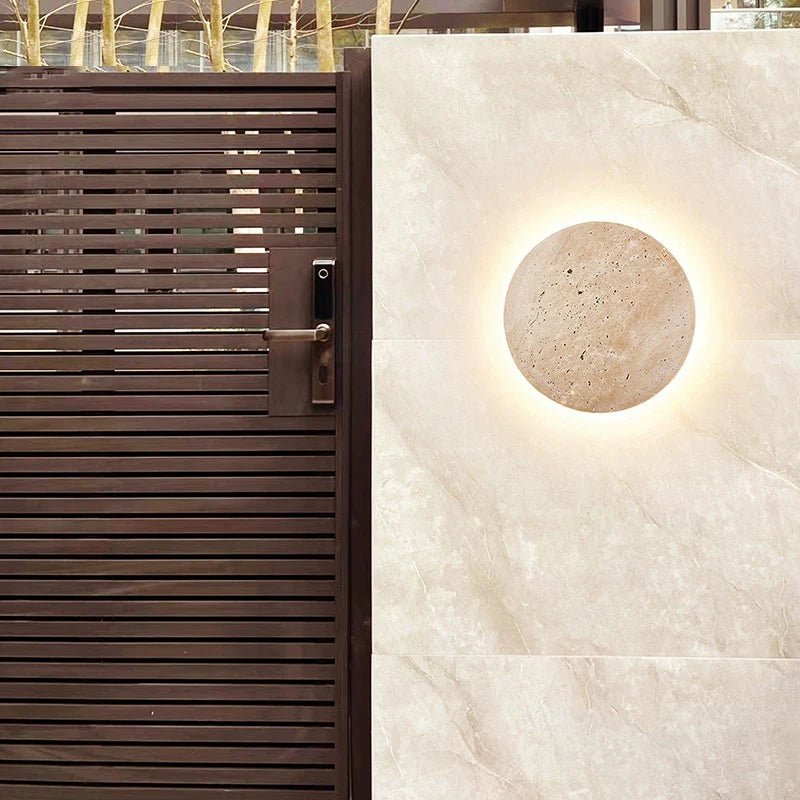 Natural Stone Wall Light — 9" Hardwired LED Sconce, IP65, Indoor/Outdoor